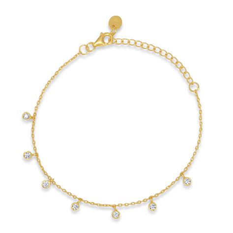 Golden Charmed Elegance CZ 925 Sterling Silver Charm Bracelet – Zavya