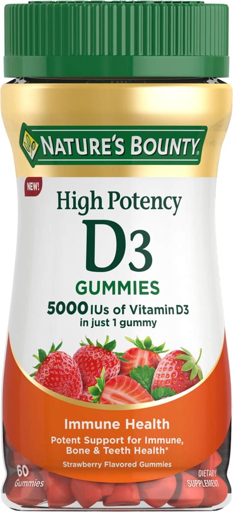 Amazon.com: Nature's Bounty Vitamin D 5000 IU Gummies, Vitamin D3 High Potency Immune Support ...