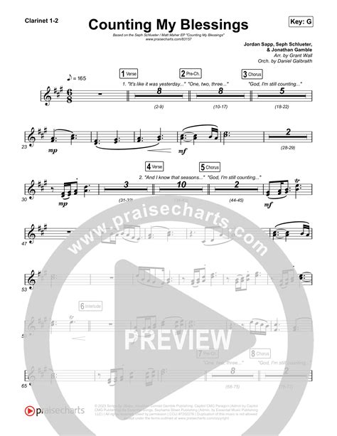 Counting My Blessings Clarinet Sheet Music PDF (Seph Schlueter / Matt ...