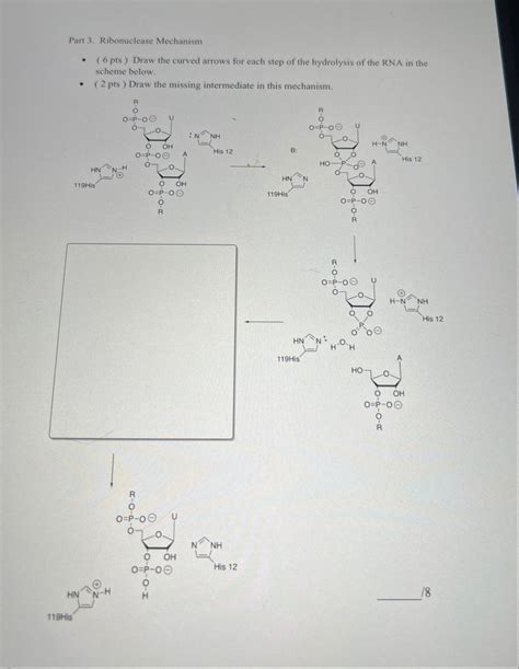 Solved Part 3. ﻿Ribonuclease Mechanism( 6 ﻿pts ) ﻿Draw the | Chegg.com