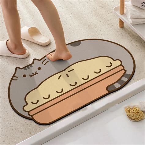 Cartoon-Cute-Cat-Floor-Mat-Diatom-Mud-Water-Absorbent-Mat-Bathroom-Door ...