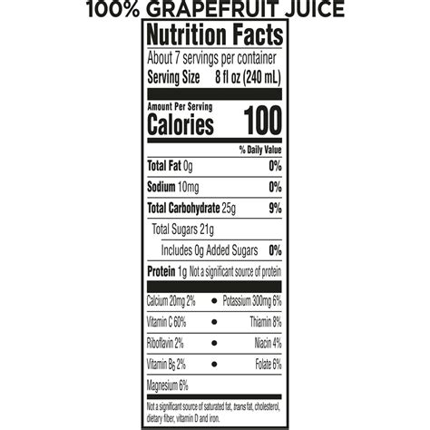 Simply Grapefruit Juice-Nutrition-Facts
