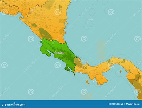 Map Of Central America Highlighting Costa Rica