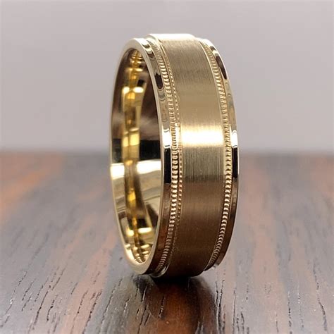 14K Gold Men's Wedding Band 7MM 14k Gold Comfort Fit - Etsy