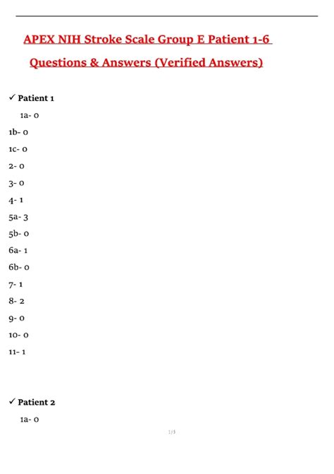 2026 APEX NIH Stroke Scale – Groups E Patients 1–6 | Newest Updated ...
