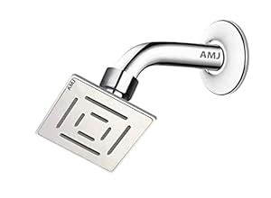 AMJ® 4X4 (4Inch) AMAZE Rain Shower Head with 9 inch Round arm (CHROME ...