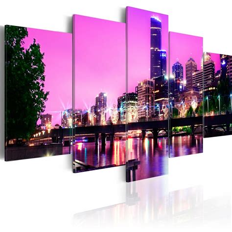 Tableau Horizon de la ville urbaine de nuit - melbourne - 100 x 50 cm ...