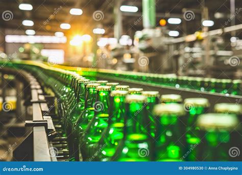 Green Beer Bottles on Production Line in Brewery Stock Photo - Image of ...