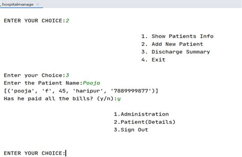 Hospital Management System Project in Python Class 12 的图像结果