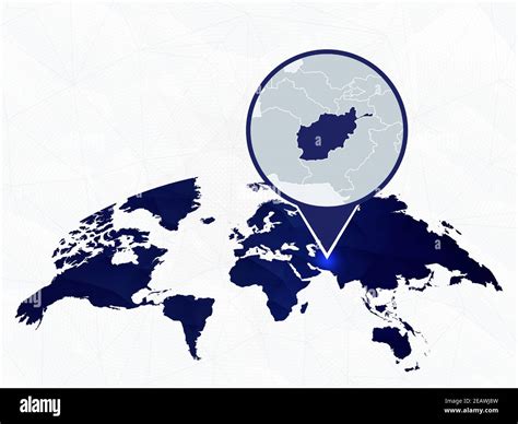 Afghanistan detailed map highlighted on blue rounded World Map. Map of ...
