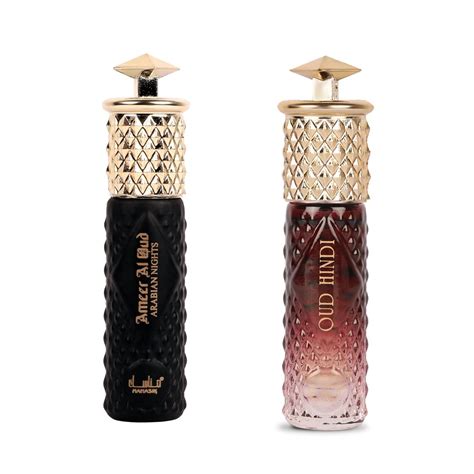 Manasik Set of 2 Premium Attar, Oud Hindi & Ameer Al Oud Arabian Nights ...