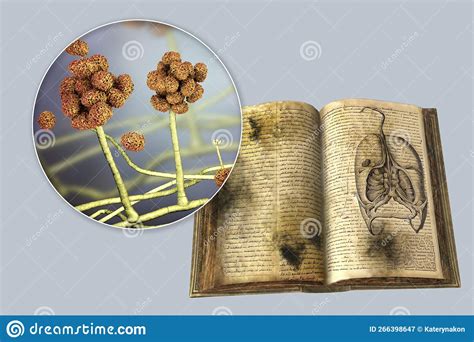 Open Antique Book with Mold on Its Pages and Close-up View of Mold ...