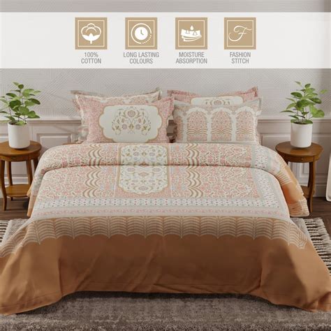 Buy BOUTIQUE LIVING Platinum Pulse Cotton 800TC Meenakari Print 5Pcs ...