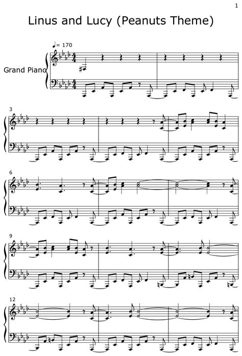 Linus and Lucy (Peanuts Theme) - Sheet music for Piano