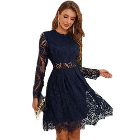 Eilly Bazar Lace Dresses Long Sleeve For Women Knee-Length Sizes From ...