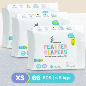 R for Rabbit Feather Diaper Taped Style XS - 66 Pack Combo - XS - Buy ...