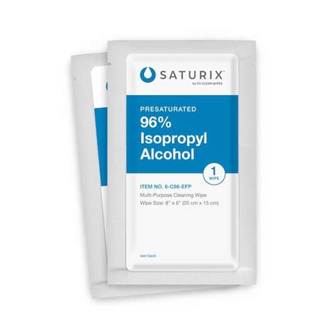 Saturix Pre-Saturated Cleanroom Wipes, 96% IPA / 4% DI Water, 8 in x 6 ...