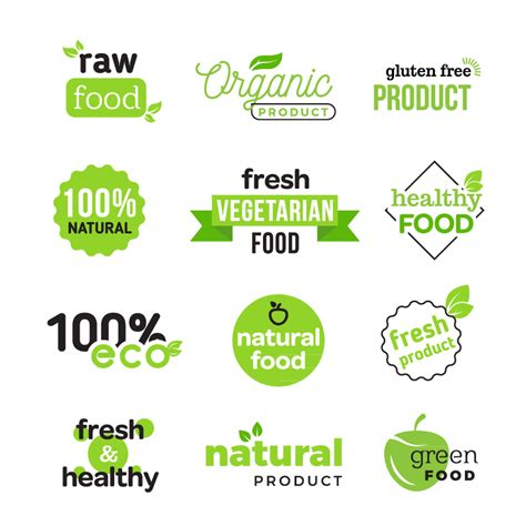 绿色健康食品标志矢量素材设计模板素材