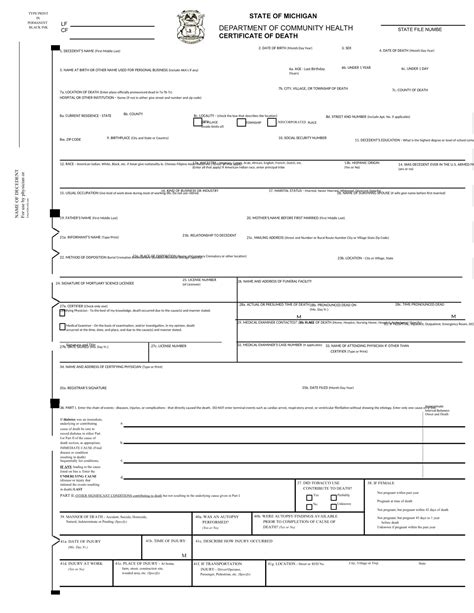 Free Printable Death Certificate Templates [Word, PDF] Forms