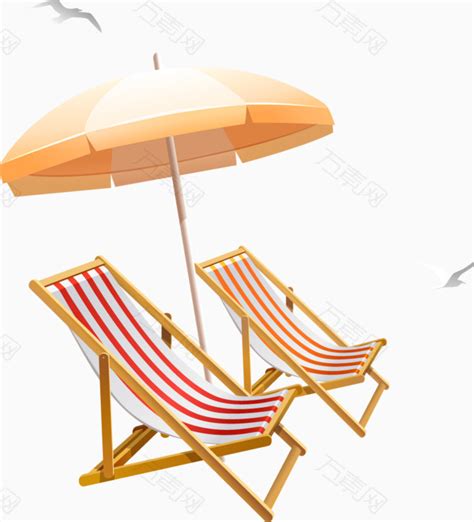 手绘沙滩椅png元素素材图片下载-万素网