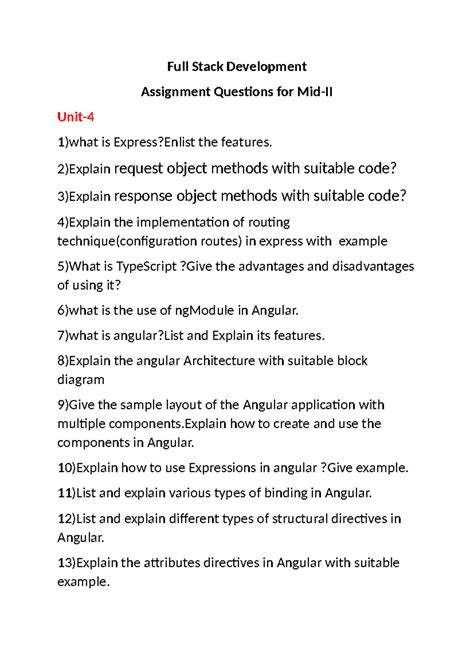 FSD Imp Qns (4 & 5) - Full Stack Development Assignment Guide - Studocu