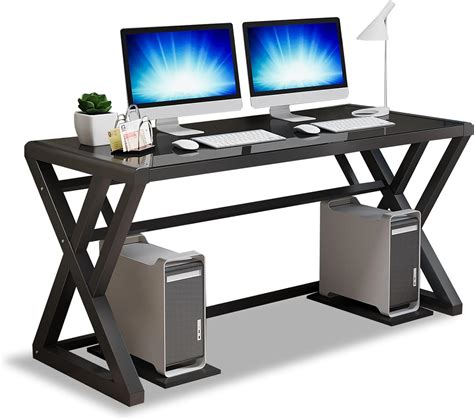 BINGTOO Computer Desk Glass Top, 55.1 Home Office India | Ubuy