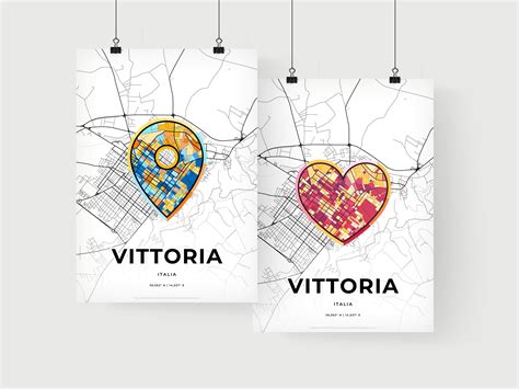 Art Map of Vittoria Italy, Minimal Art Map With A Colorful Icon – HEBSTREIT