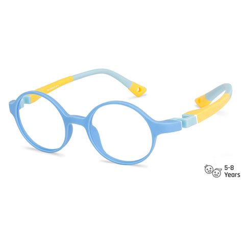 Buy Kids Glasses: Matte Sky Blue Yellow Sky Blue Full Rim Round Kids 5 ...