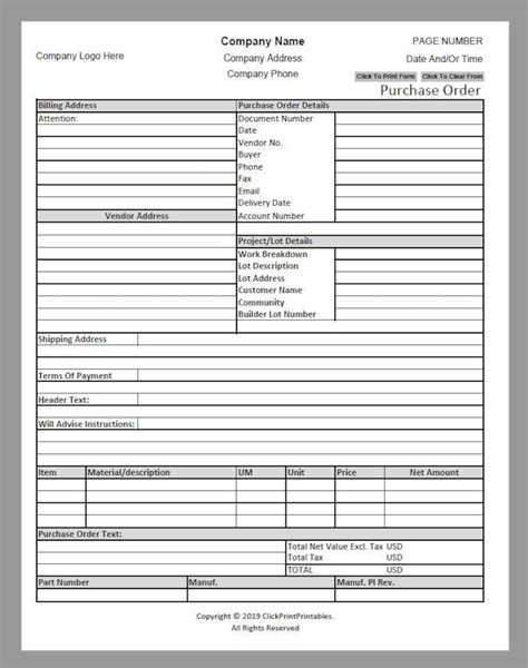 Buy Editable Purchase Order Template, Small Business Form (PDF) Online ...