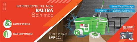 Baltra Super Clean Twin Bucket Spin Mop with 2 Refills &1 Liquid ...