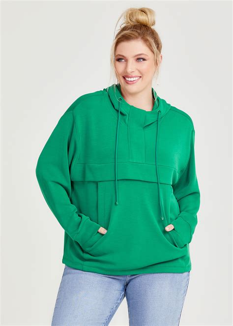 Shop Plus Size Modal Half Zip Hoodie, Green | Taking Shape AU