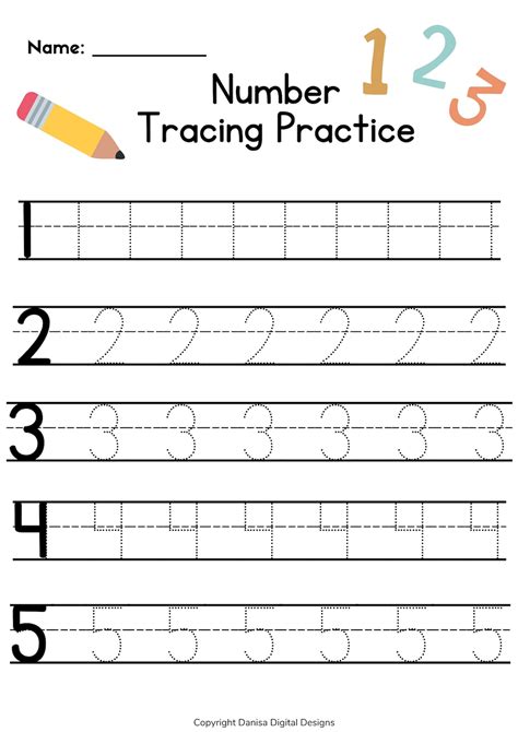 Printable Number Tracing Worksheet 1-10 Pdf L Number Practice Sheets and Color in Numbers L ...