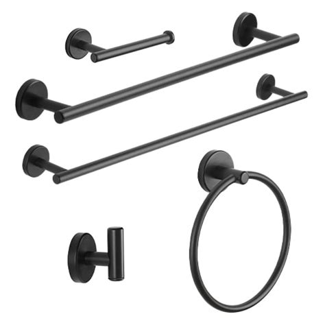 Shop allen + roth Harlow Matte Black 5-Piece Bath Hardware Collection ...
