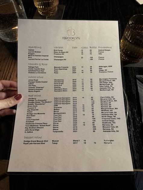 Menu at The Brooklyn Wine + Tapas restaurant, Varsity Lakes