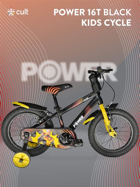 Buy Power 16T Black Steel Kids Bike with Single Wall Rim, Rigid Fork ...