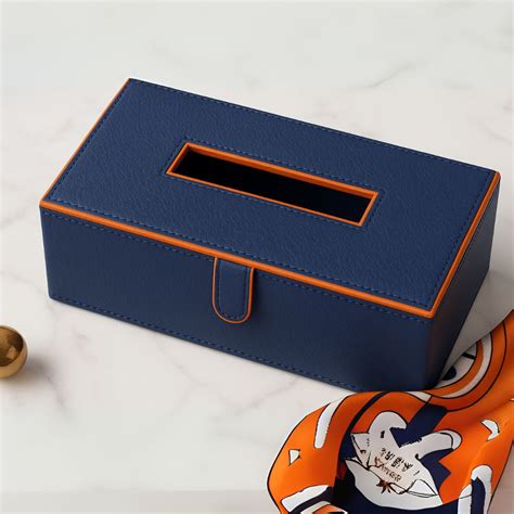 Blue Orange Tissue Box Holder | Coastal Dual-Tone Design ...