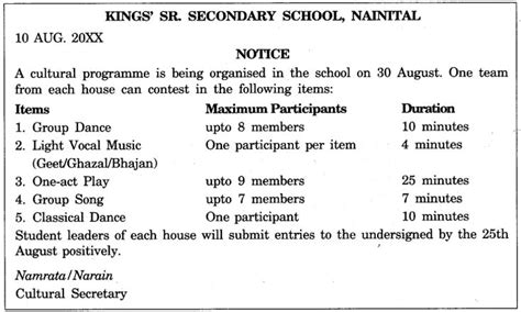 Image result for Notice Writing Class 12th Format