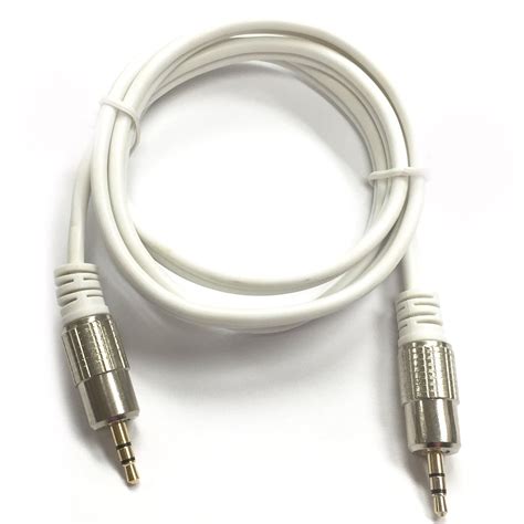 3 Ft. Shielded Heavy Duty 3.5mm Stereo Cable (Male/Male) - White ...