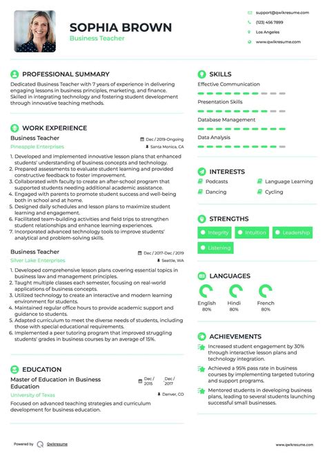 10+ Business Teacher Resume Samples & Templates for 2025