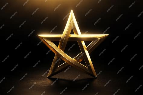 Premium Photo | A gold star of david on a dark background