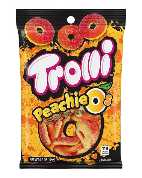 Amazon.com : Trolli Peachie O's Rings, Sour Gummy Candy, 6.3 Ounce Bags ...