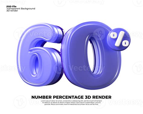 3D number 60 percentage sale discount purple texture plastic 24725205 PNG