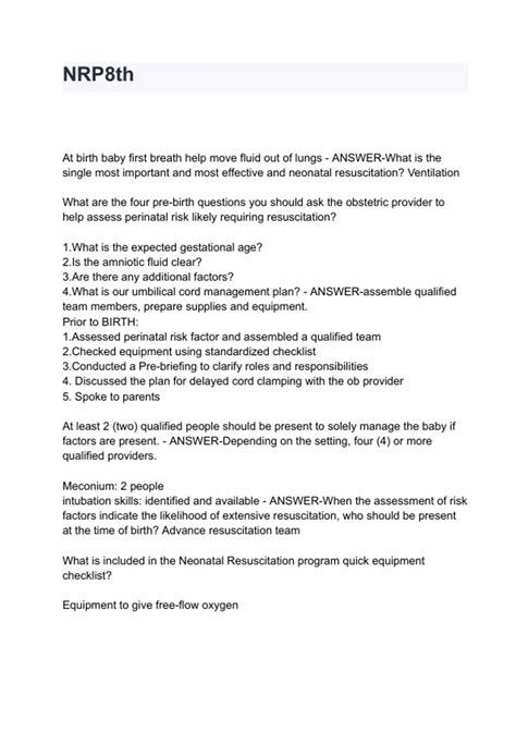 NRP 2024 questions with correct answers - Stuvia US