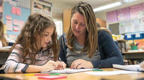 Premium Photo | A teacher helping a student with a math problem at ...