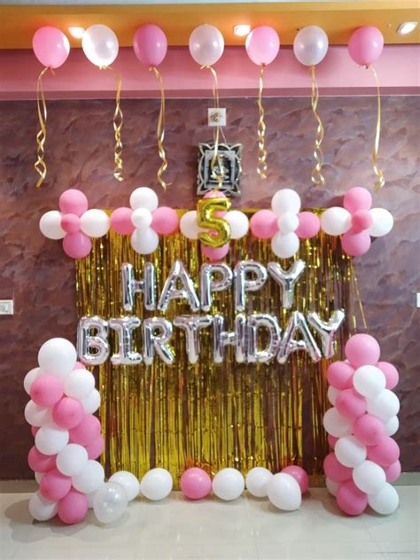 Birthday Decoration with Pink and White Balloons for Girl – Theballoonwala