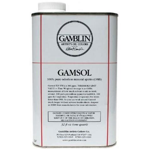 Gamblin Gamsol Odorless Mineral Spirits, Oil Paint Thinner 33.8 Oz ...