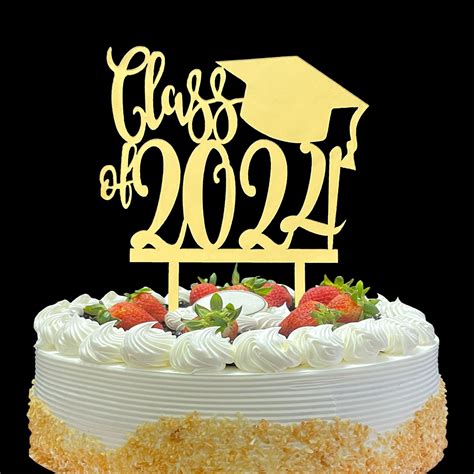 Buy OIXCMNJQ Mirror Gold Class of 2024 Cake Topper, Congrats Grad 2024 ...
