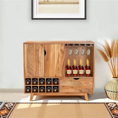 Mangonique Solid Wood Rustic Bar Cabinet – RadiantFurn