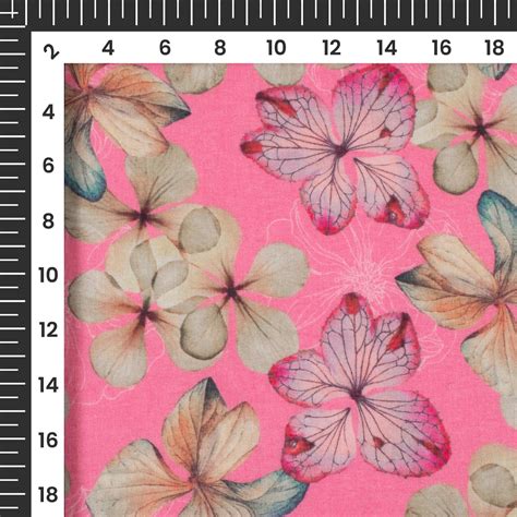 Fuscia Pink Floral Digital Print Pure Cotton Mulmul Fabric – Fabcurate