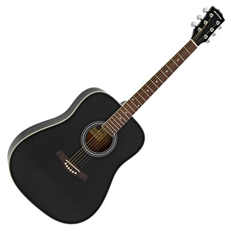 Dreadnought Acoustic Guitar by Gear4music, Black - Nearly New at Gear4music